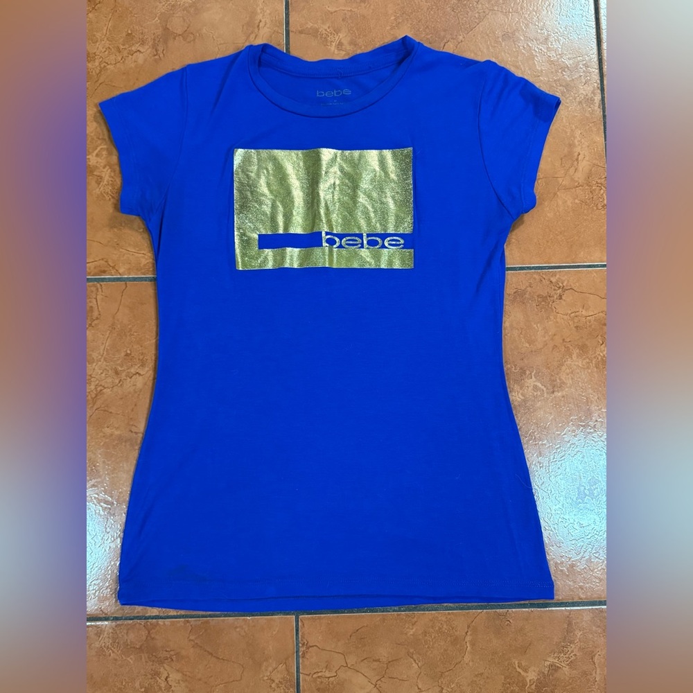 Bebe Blue and Gold Women's Top